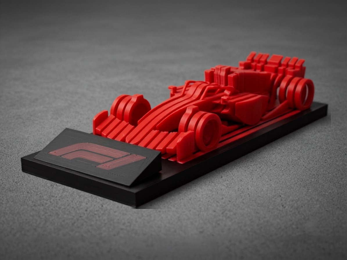 3D Printed F1 Grand Prix Silhouette Sculpture made from Red PLA+ on Matte Black PETG - Buy online in India