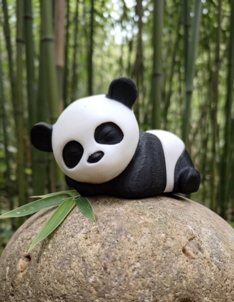 3D Printed Zen Slumbering Baby Panda Figurine made from Dual-Color Matte PLA - Buy online in India